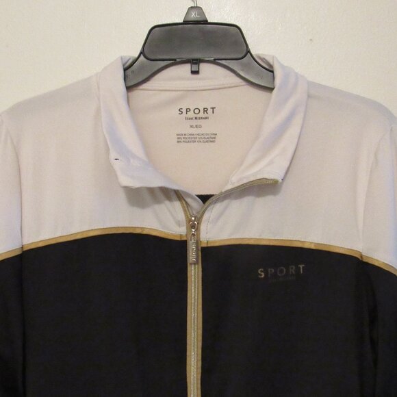 Isaac Mizrahi Sport Jacket Full Zip Women's XL Black/White Gold Trim Golf Tennis - Picture 1 of 6